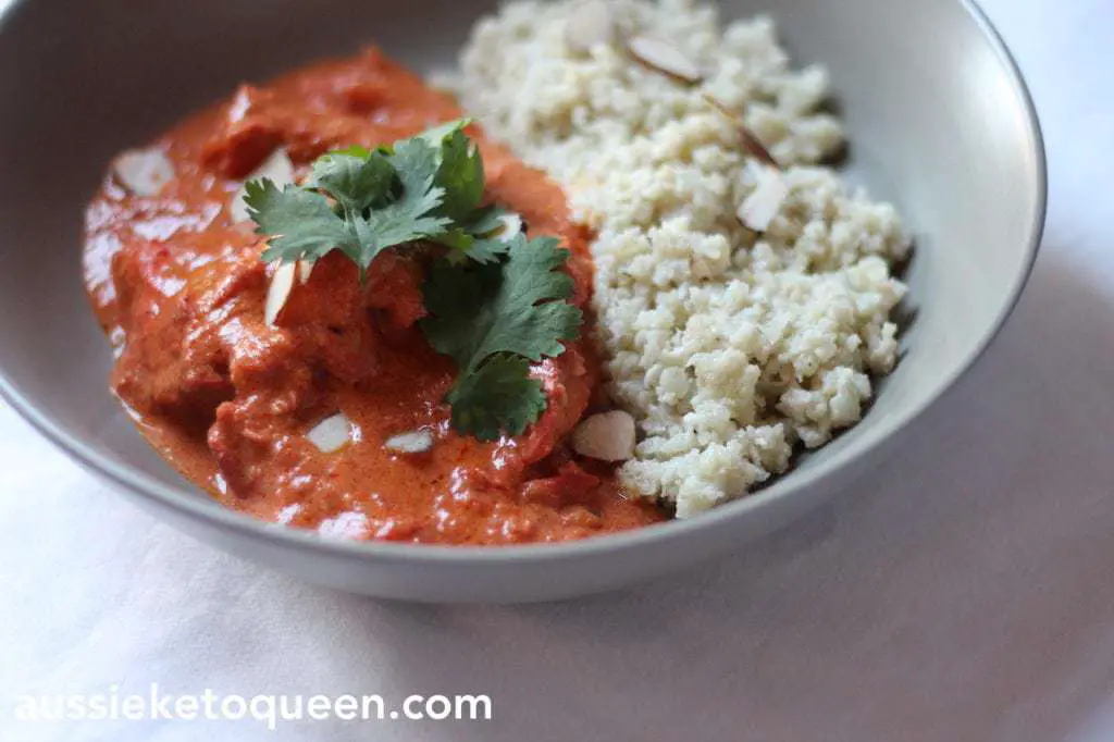 Keto Butter Chicken, Garlic Naan & Coconut Rice by Aussie Keto Queen. Prepare the chicken and marinade ahead for a deep flavour. The tastiest Keto butter chicken recipe out there - accompanied by garlic naan and coconut rice! 