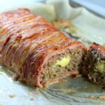Keto Meatloaf – Bacon Wrapped and Cheese Stuffed recipe by Aussie Keto Queen. Keto Meatloaf, Keto Bacon Meatloaf, Keto Cheese stuffed meatloaf