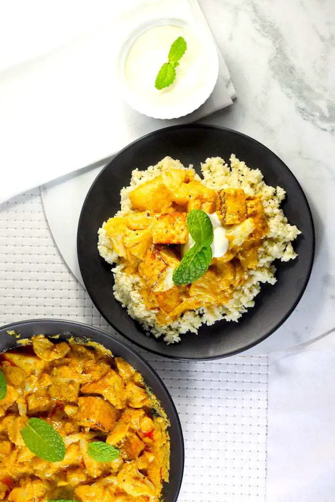 Keto Vegetarian Curry with paneer and cauliflower