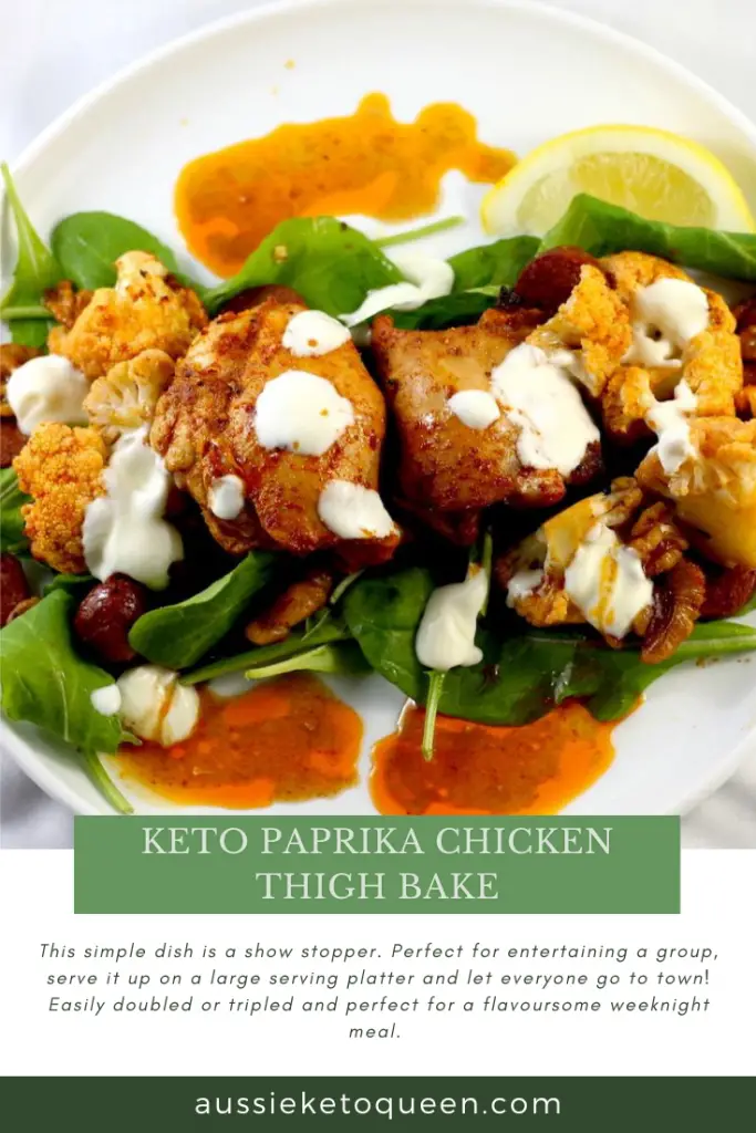 Keto Paprika Chicken Thigh Bake by Aussie Keto Queen - This simple dish is a show stopper. Perfect for entertaining a group, serve it up on a large serving platter and let everyone go to town! Easily doubled or tripled and perfect for a flavoursome weeknight meal. 