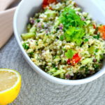 Keto Tabouleh Salad with Cauliflower by Aussie Keto Queen. This fresh and vibrant salad uses plenty of fresh herbs and cauliflower to create a tasty and quick side #keto #ketorecipes #ketogenicdiet