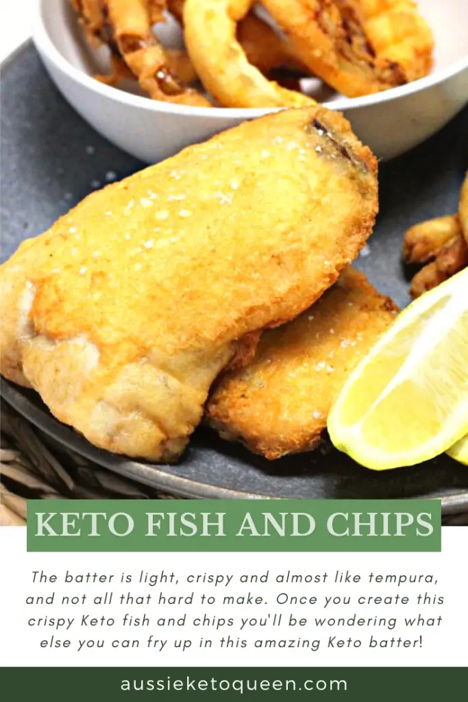 Keto Fish and Chips - The batter is light, crispy and almost like tempura, and not all that hard to make. Once you create this crispy Keto fish and chips you'll be wondering what else you can fry up in this amazing Keto batter! 