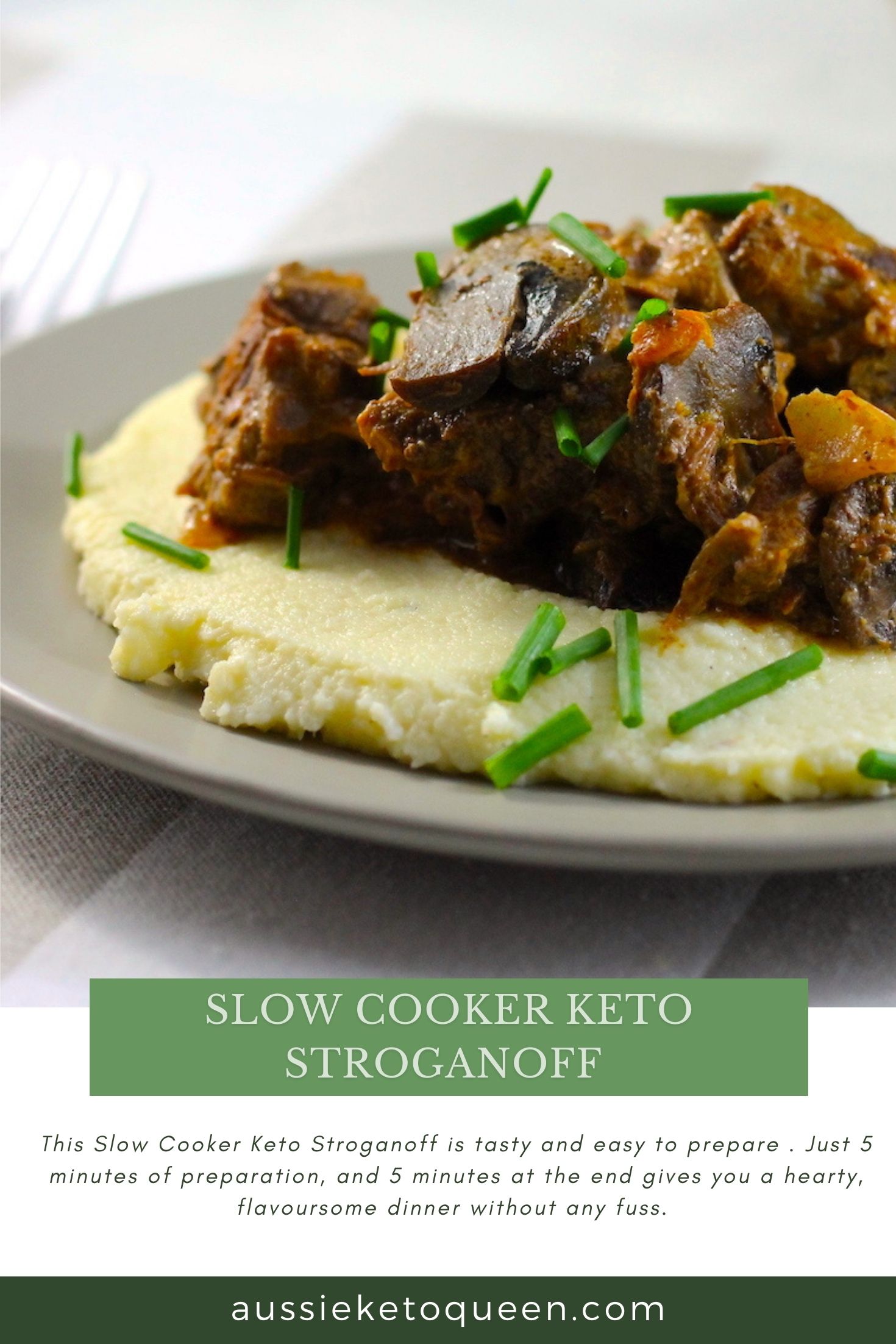 Slow Cooker Keto Stroganoff by Aussie Keto Queen. How to cook slow cooker keto stroganoff. easy keto diet recipe, easy keto diet meal, stroganoff recipe