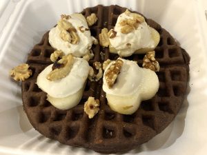 Keto Choco waffle - nice but very dense and dry, heavy on the coconut floor taste and texture. The pears and cream cheese frosting were nice, but the sweetener after taste was a little strong (this is why I used Xylitol for baking!)